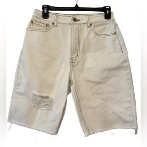 BDG Cream White High-Rise Mom Distressed Jean Shorts